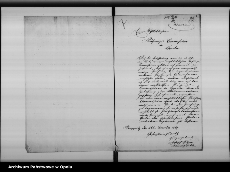 Obraz 10 z jednostki "Acta der Königl[ichen] Bauhandwerker Prüfungs-Kommission betreffend die Prüfung des Maurerpolier Joseph Buja aus Krappitz [Krapkowice]1867"