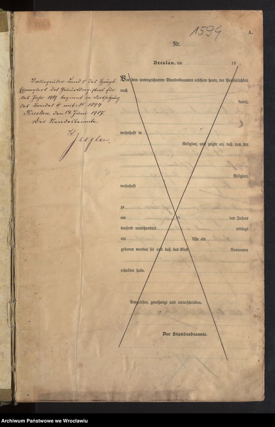 image.from.unit.number "Geburts-Haupt-Register Breslau I 1907 Band 5"