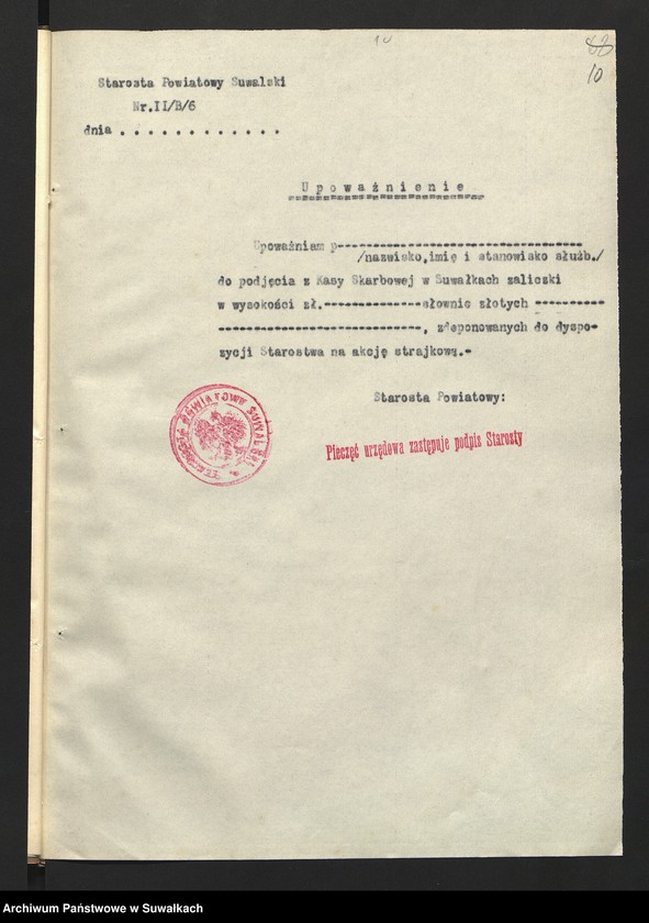 image.from.unit.number "[Akcja przeciwstrajkowa dotycząca ustalenia listy dyżurów, podjęcia z Kasy Skarbowej w Suwałkach zaliczki na akcję, doniesienia o stanie akcji urzędowi wojewódzkiemu]"