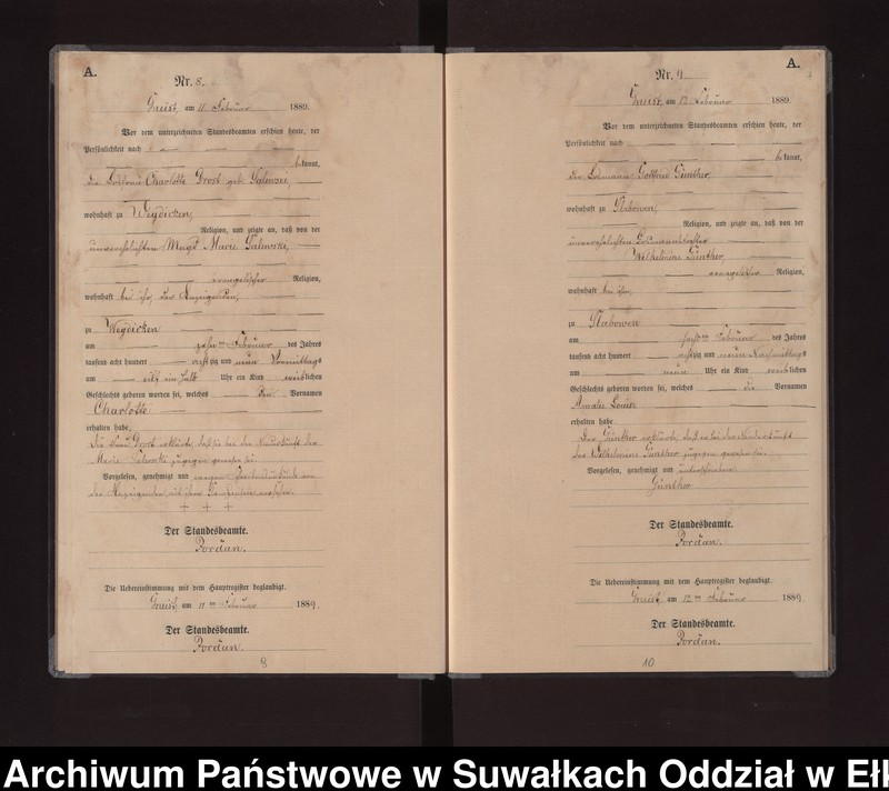 image.from.unit.number "Geburts-Neben-Register des Königlichen Preussischen Standes-Amtes Gneist Kreis Loetzen"
