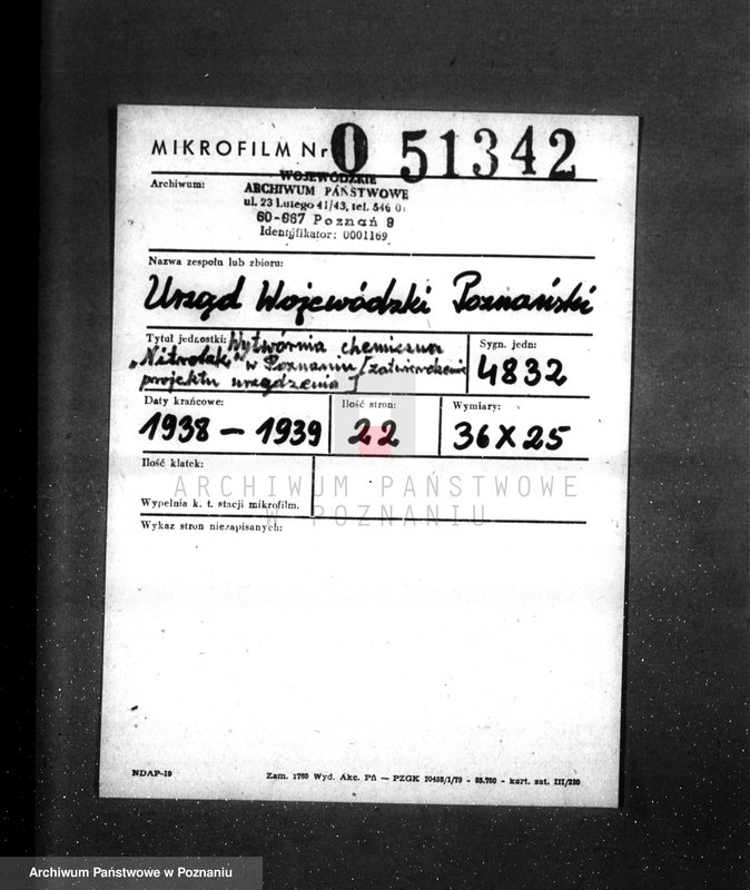 Obraz 2 z jednostki "Wytwórnia chemiczna Nitrolak w Poznaniu /zatwierdzenie projektu urządzania/"