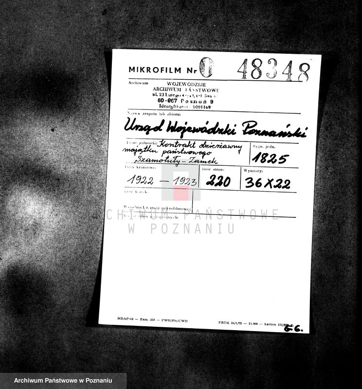 Obraz 2 z jednostki "Kontrakt dzierżawny majątku państwowego Szamotuły-Zamek"