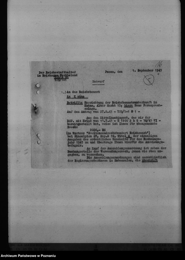 Obraz 20 z jednostki "Unterkunft der Aussenstelle des Reichsbauamtes Leslau in Hermannsbad"