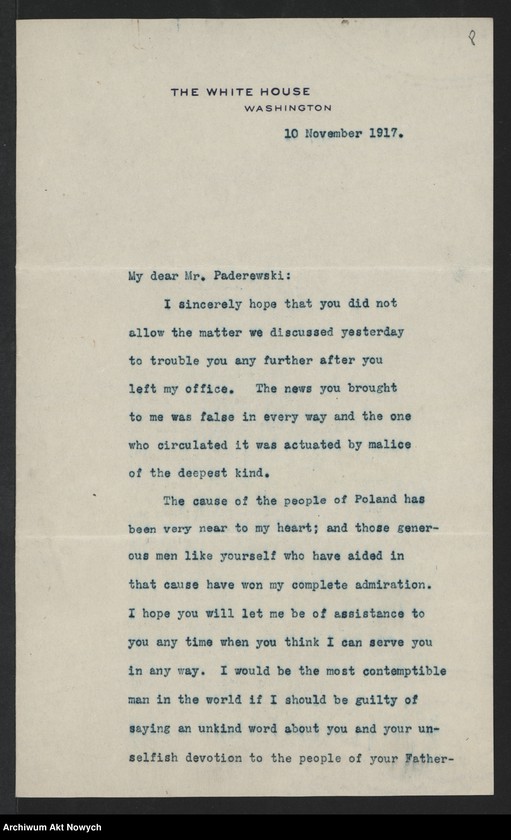 image.from.unit.number "Stosunek Stanów Zjednoczonych A.P. do sprawy niepodległości Polski. Memoriały. Korespondencja. Wycinki prasowe"