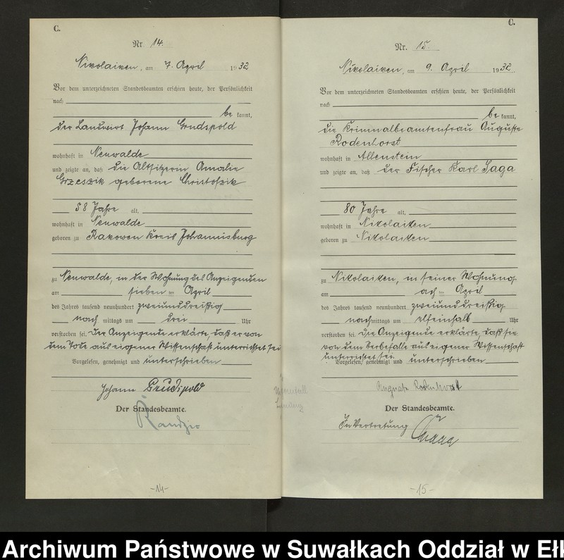 image.from.unit.number "Sterbe=Haupt=Register des Königlichen Preussischen Standes-Amtes Nikolaiken Kreis Sensburg"