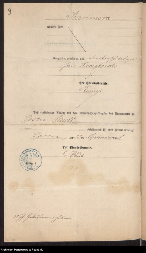 Obraz 11 z jednostki "Die von den Verlobten beigebrachten Urkunden zur Eheschliessung pro 1898"