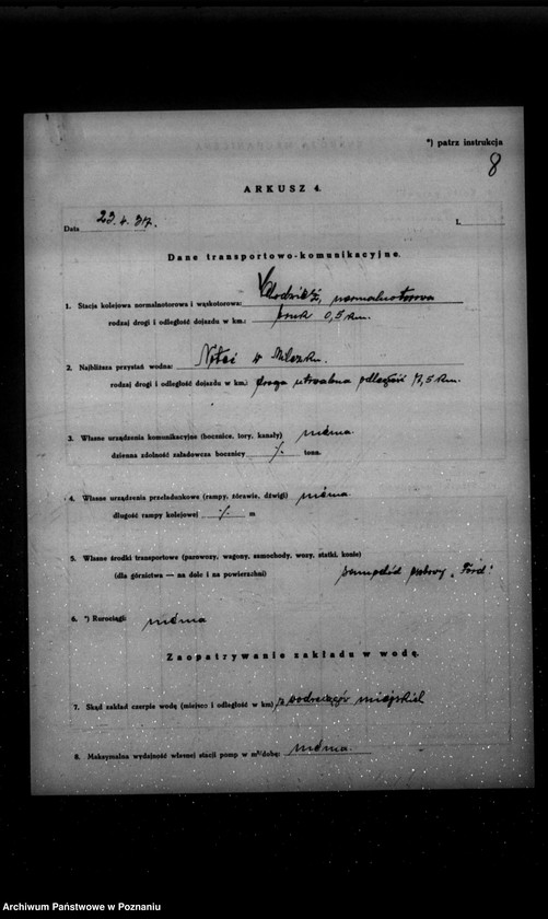 Obraz 12 z jednostki "Kwestionariusz Centrali elektrycznej Państwowego Przedsiębiorstwa Komunalnego w Chodzieży"