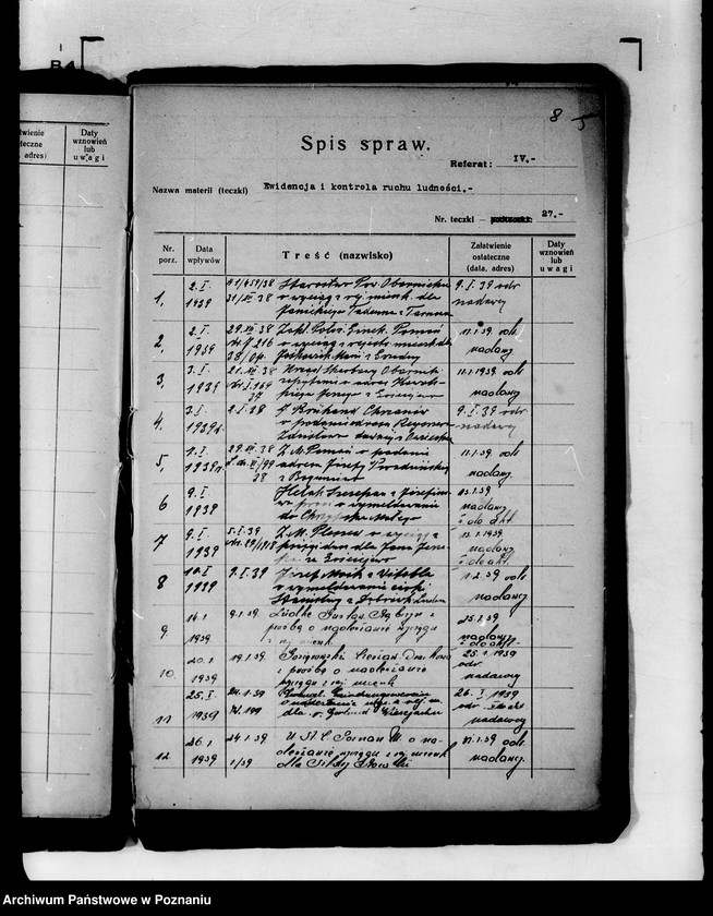 Obraz 12 z jednostki "Spisy spraw /Referat IV/ Wydział Pracy i Opieki Społecznej"