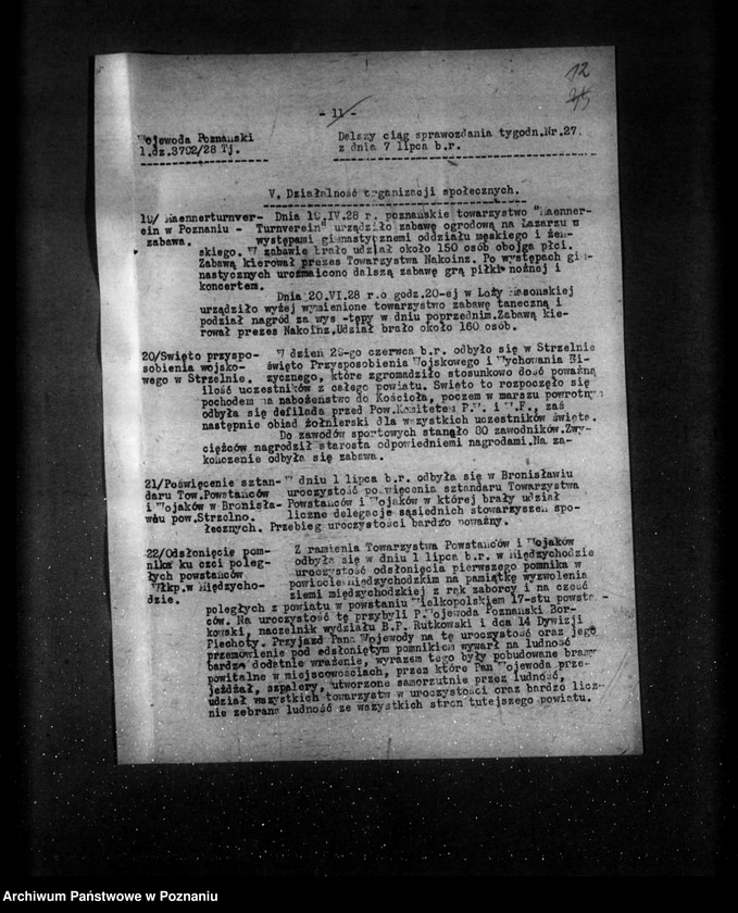 Obraz 17 z jednostki "Sprawozdania sytuacyjne tygodniowe za czas od 29 czerwca do 2 sierpnia 1928 r."