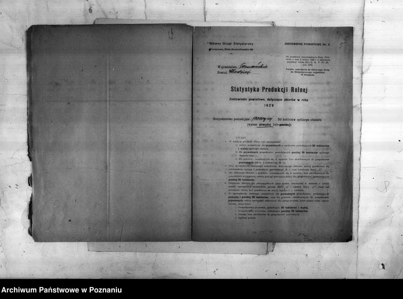 Obraz 7 z jednostki "/Statystyka produkcji rolnej - zestawienie ogólne z powiatu chodzieskiego"