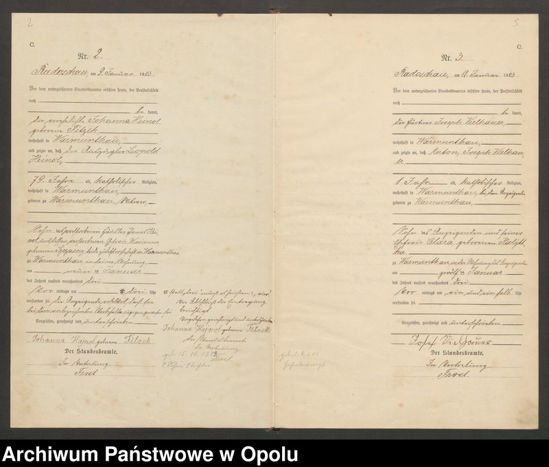 Obraz z jednostki "Sterbe-Haupt-Register Standesamts Chrost pro 1903"