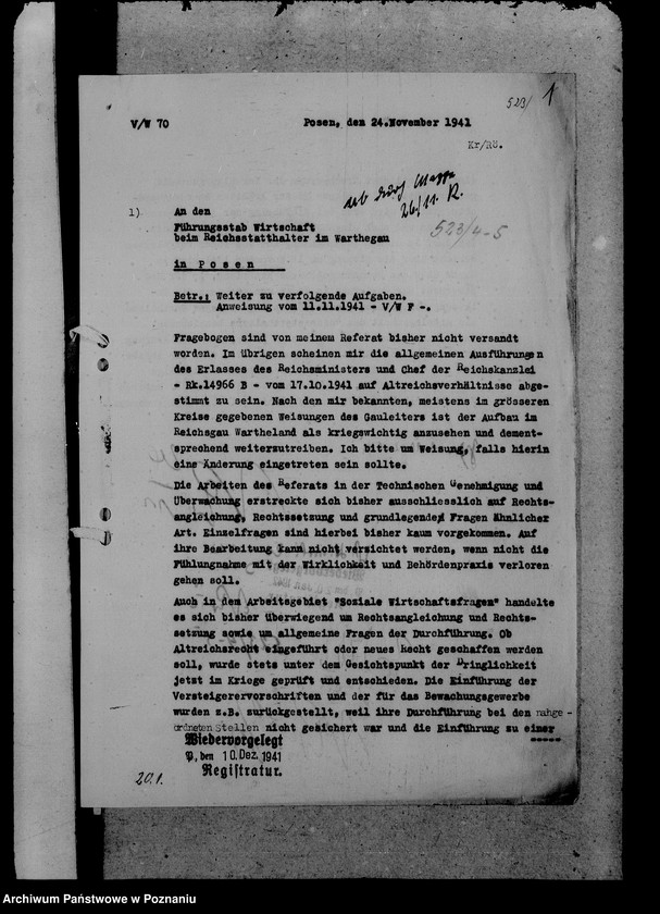 Obraz 5 z jednostki "Korespondencja sztabu gospodarczego przy namiestniku w Kraju Warty"