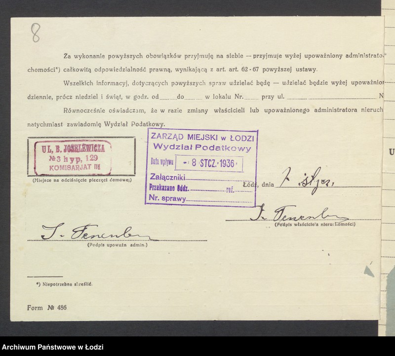 image.from.unit.number "Księga inwentarzowa nieruchomości m. Łodzi ul. Joselewicza"