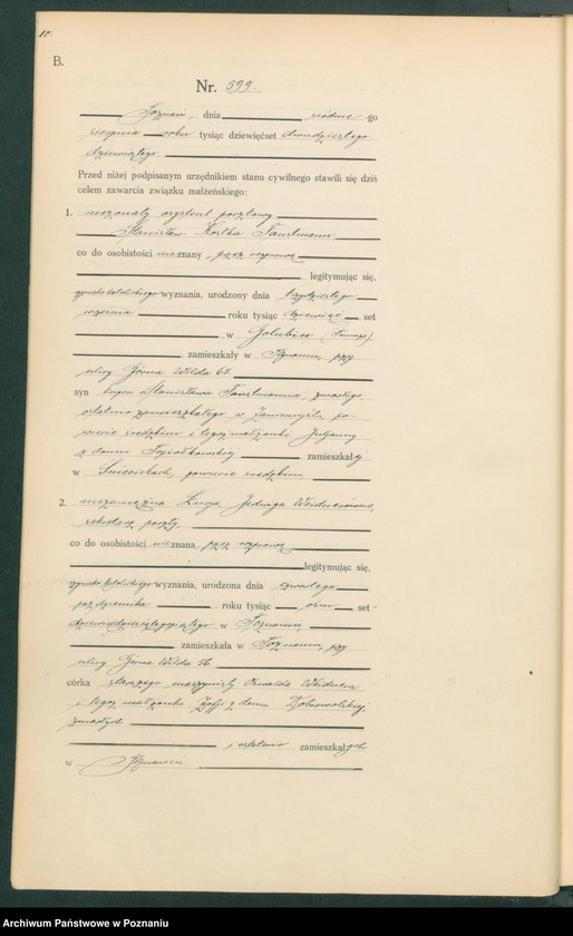 Obraz 12 z jednostki "Księga miejscowa małżeństw tom III [Rejestr główny małżeństw]"