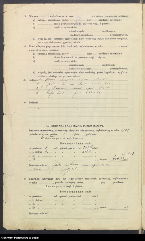 Obraz 5 z jednostki "Księga inwentarzowa nieruchomości m. Łodzi ul. Polna"