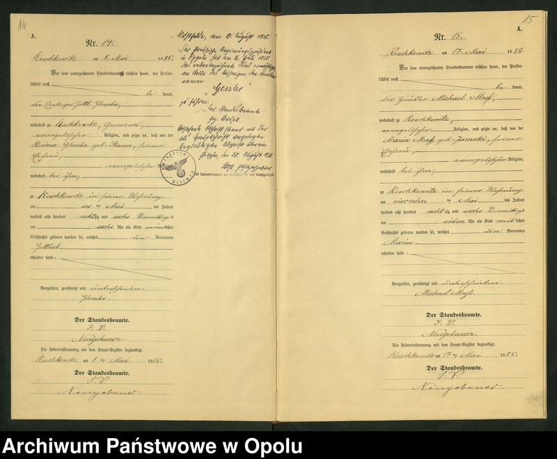 image.from.unit.number "Geburts-Neben-Register Standesamts Roschkowitz pro 1886"