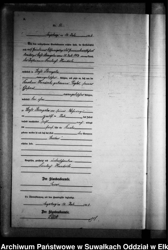 image.from.unit.number "Geburts-Neben-Register des Preussischen Standes-Amtes Gr. Strengeln Kreis Angerburg"