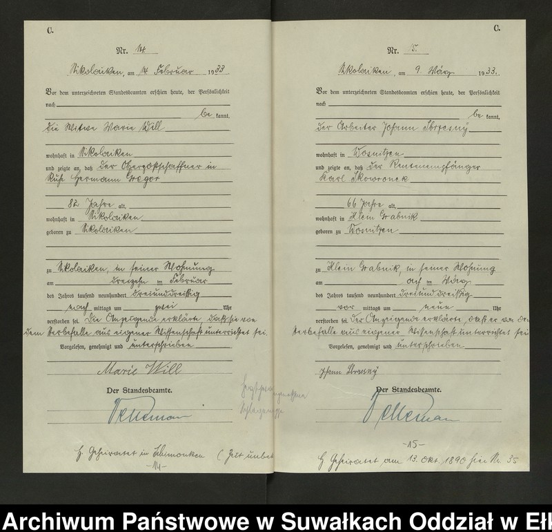 Obraz 10 z jednostki "Sterbe=Haupt=Register des Königlichen Preussischen Standes-Amtes Nikolaiken Kreis Sensburg"