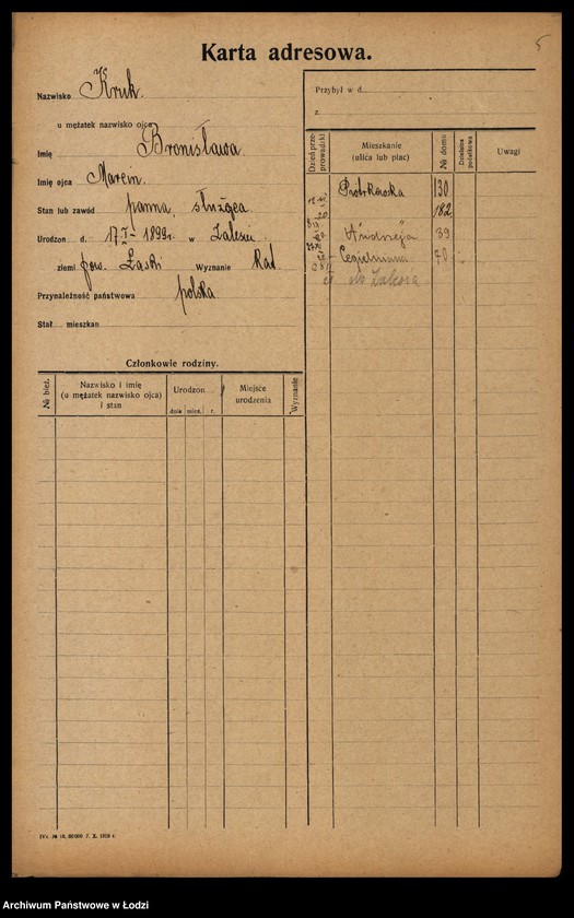 Obraz 7 z jednostki "[Spis ludności Łodzi] Kruk - Krol"