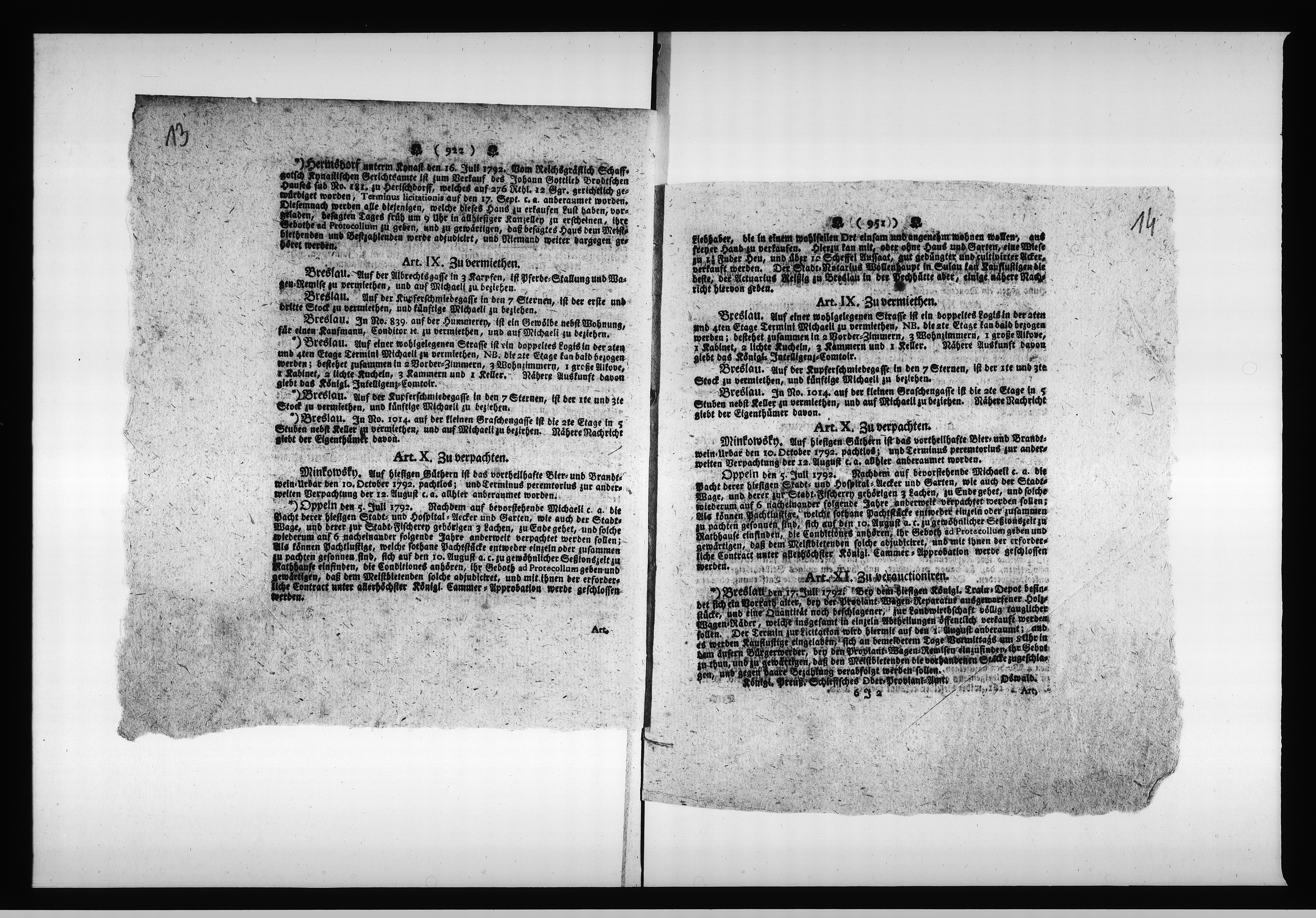 Obraz 15 z jednostki "Acta die Verpachtung derer Städtischen und Hospital Acker=Stücken betreffend. Vom 1792 bis März 1798 und von 1798 bis 1804 [...] Vol. III"