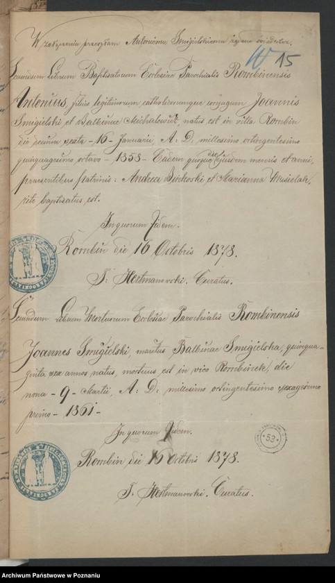 Obraz 17 z jednostki "Die von den Verlobten beigebrachten Urkunden zur Eheschliessung pro 1878"