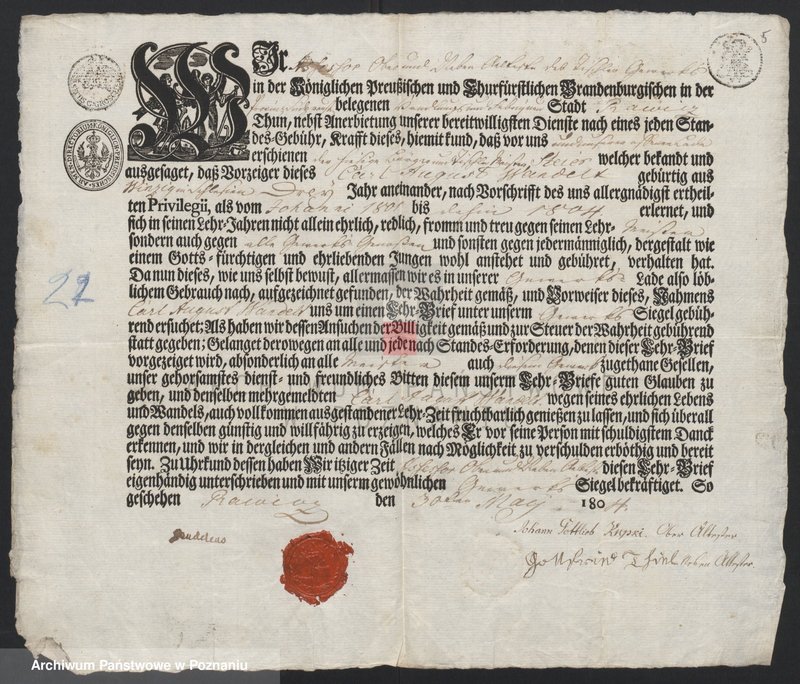 Obraz 8 z jednostki "[Listy czeladnicze - cech stolarzy w Lesznie]"