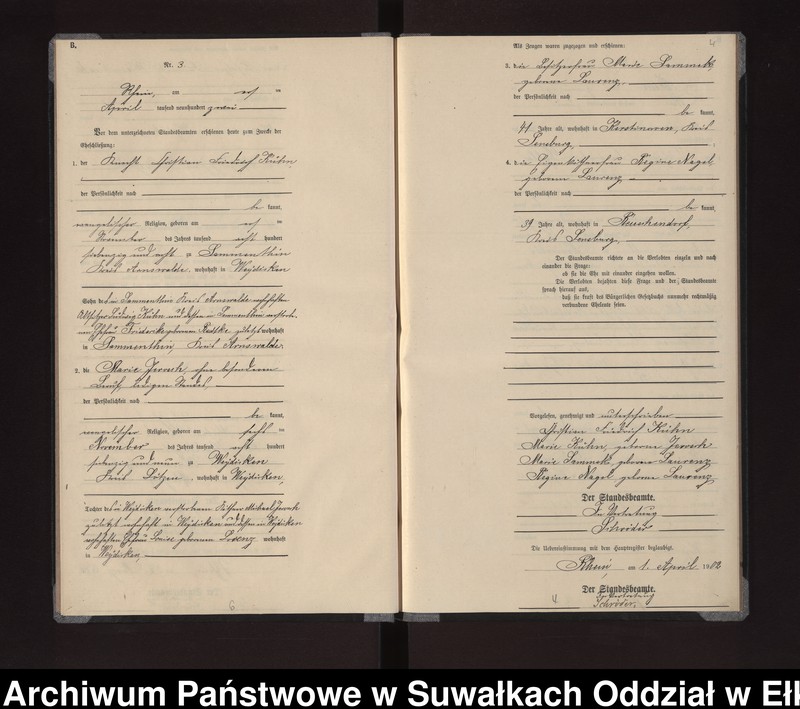 image.from.unit.number "Heiraths-Neben-Register des Königlichen Preussischen Standes-Amtes Gneist Kreis Loetzen"