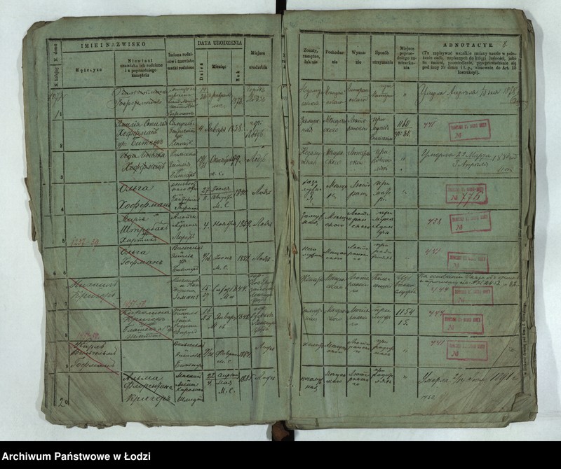 Obraz 11 z jednostki "Księga ludności stałej Łódź - cyrkuł III i IV nr 1071-1137"