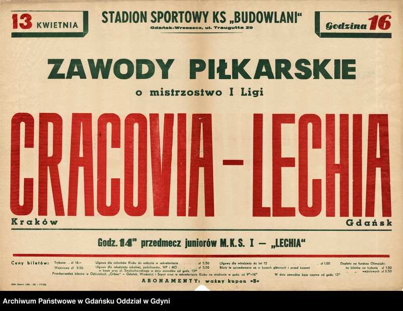Obraz 17 z kolekcji "Afisze i plakaty wydarzeń sportowych organizowanych w Gdańsku w latach 50. i 60. XX w.111"
