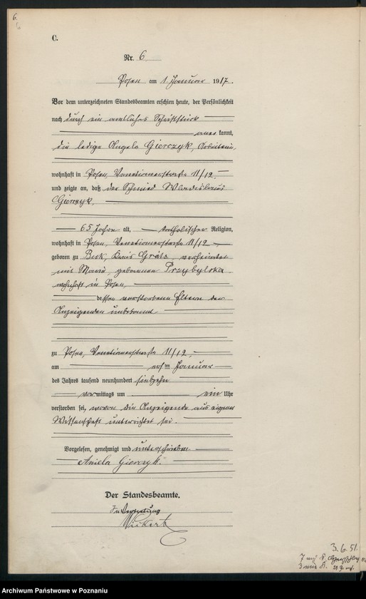 Obraz 8 z jednostki "Księga miejscowa zgonów tom I [Rejestr główny zgonów]"