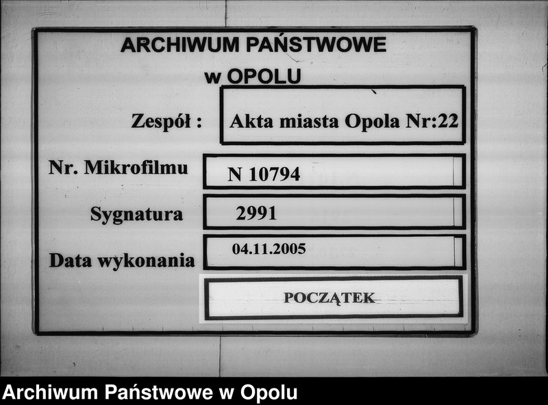 Obraz 1 z jednostki "Acta des Magistrats zu Oppeln betreffend: die Reparatur der Thurm-Uhr durch Garbe und Schoenheid und Anfertigung einer Neuen durch C. Weiss de Anno 1844"