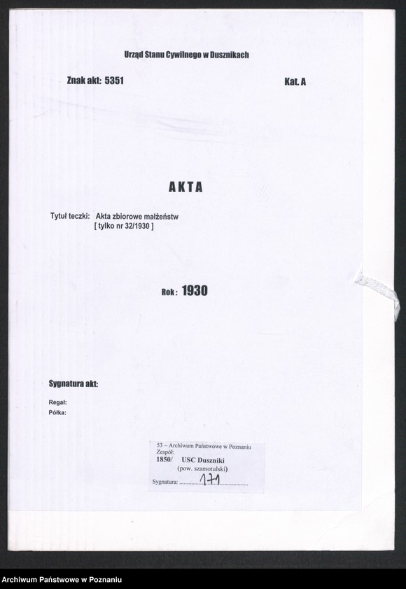 Obraz 2 z jednostki "Akta zbiorowe do księgi małżeństw z 1930 roku"