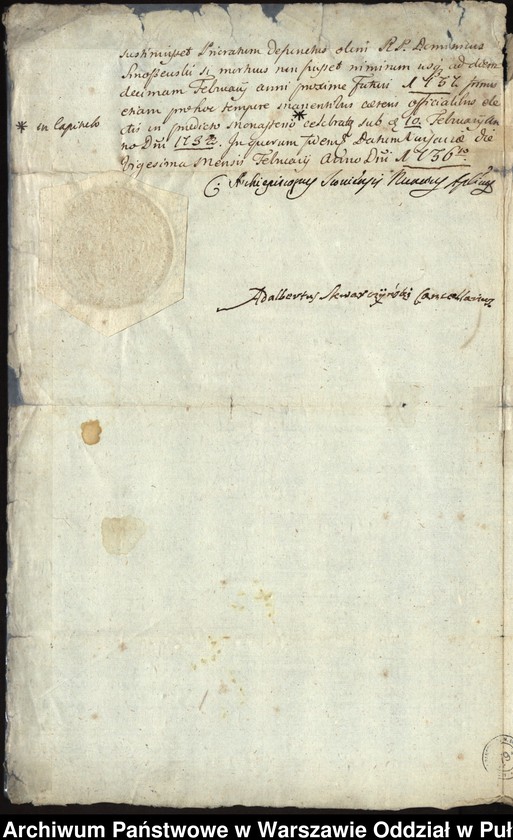 image.from.unit.number "Dekrety i kopie dekretów sądu nuncjatury i kurii rzymskiej oraz kopie umów z lat 1732-1737 dotyczące sporu między opatem Walentym Michałem Żółtowskim a konwentem o podział dóbr i nominację urzędników klasztornych"