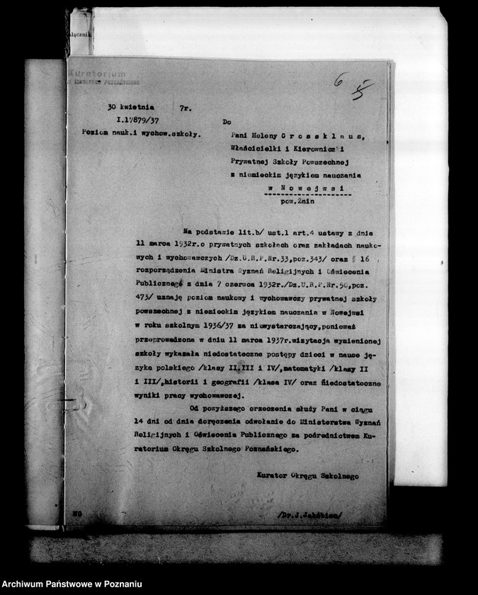 Obraz 9 z jednostki "Prywatna Szkoła Powszechna z niemieckim językiem nauczania w Nowejwsi powiat Żnin"