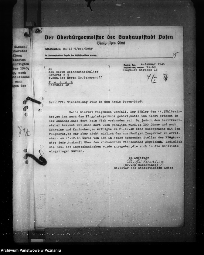 Obraz 9 z jednostki "Zarządzenia i korespondencja w sprawie sporządzenia spisu bydła"