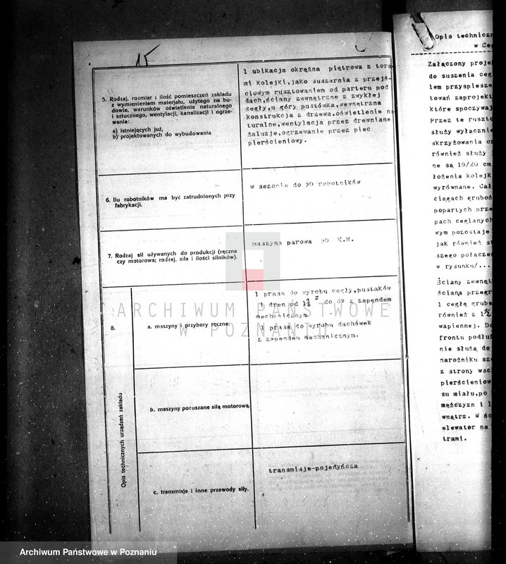 Obraz 20 z jednostki "Zatwierdzenie zakładu przemysłowego /cegielni parowej/ Fabryka dachówek i dren Spółka z o.o. B. Weber w Zdunach pow. krotoszyński"