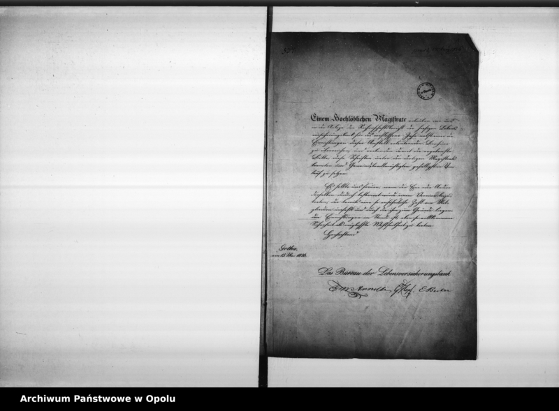 Obraz 5 z jednostki "Acta des Magistrats Oppeln betreffend Lebens - und Alters - Versorgungs - Versicherungen. De Anno 1850-1864"