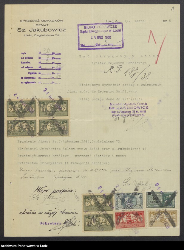 Obraz 3 z jednostki "Szlama Jakubowicz- sprzedaż odpadków i szmat"