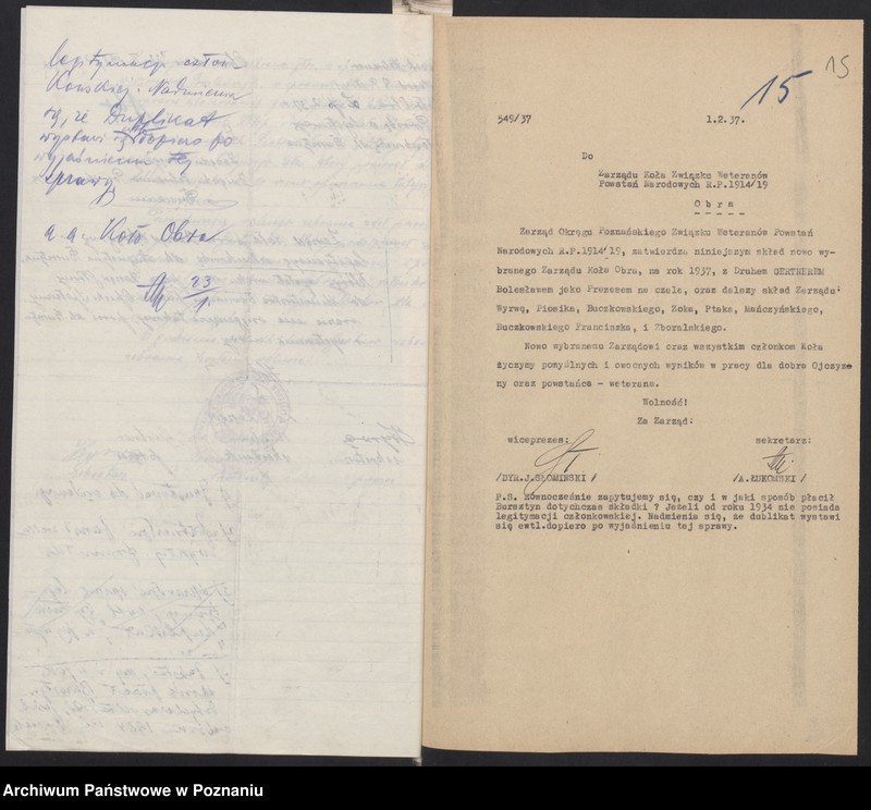 Obraz 20 z jednostki "Obra, powiat Wolsztyn - akta koła."