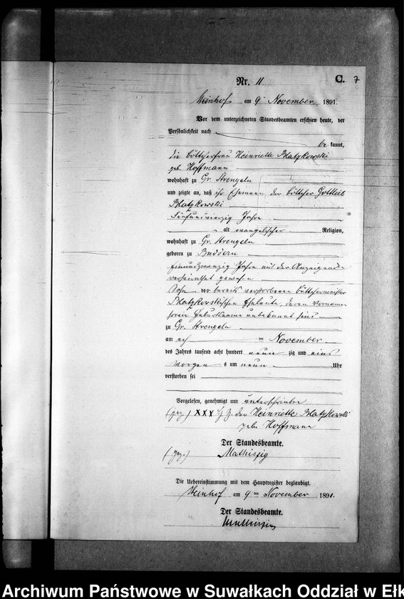 image.from.unit.number "Sterbe-Neben-Register des Preussischen Standes-Amtes Gr. Strengeln Kreis Angerburg"