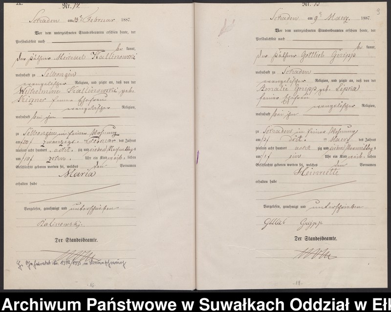 image.from.unit.number "Geburts-Haupt-Register des Königlich Preussischen Standes-Amtes Schaden Kreis Sensburg"