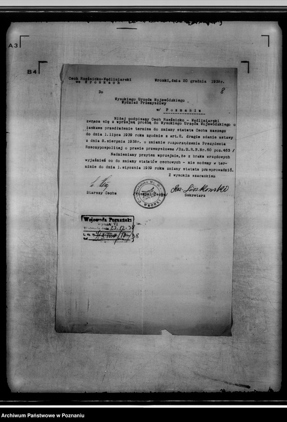 Obraz 12 z jednostki "/Cech rzeźnicko-wędliniarski w Gniewnie/ korespondencja w sprawie zmiany statutu"