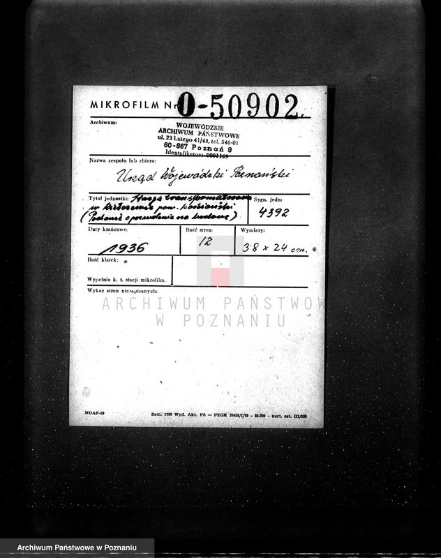 Obraz 2 z jednostki "Stacja transformatorowa w Kiełczewie, pow. kościański /podanie o pozwolenie na budowę/"