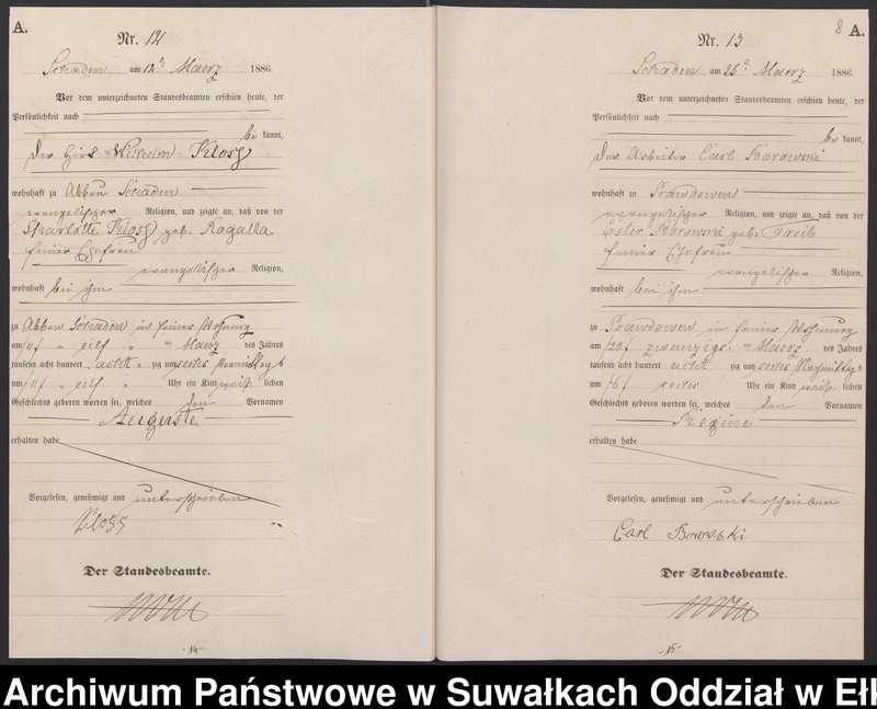 image.from.unit.number "Geburts-Haupt-Register des Königlich Preussischen Standes-Amtes Schaden Kreis Sensburg"