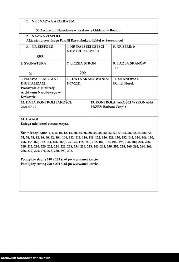 image.from.unit.number "Księga małżeństw parafii Szczurowa"