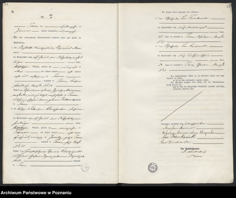 Obraz 9 z jednostki "Księga miejscowa małżeństw tom I [Rejestr główny małżeństw]"