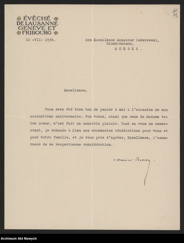image.from.unit.number "Besson Marius (biskup Lozanny, Genewy i Fryburga); Załączniki: a) List S.A.D.E.A; b) Instytut "La Lingerie" (prospekt); c) wycinek prasowy; L.18 (odpowiedzi - maszynopis, rękopis)"