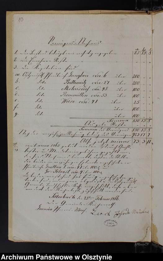 image.from.unit.number "Extract aus der Jahres Rechnung der Kirchen Kasse zu Silberbach"