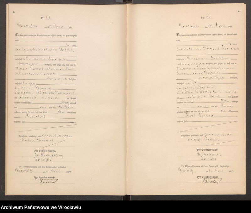 image.from.unit.number "księga urodzeń Urzędu Stanu Cywilnego w Goszczu (Goschütz) 1900"