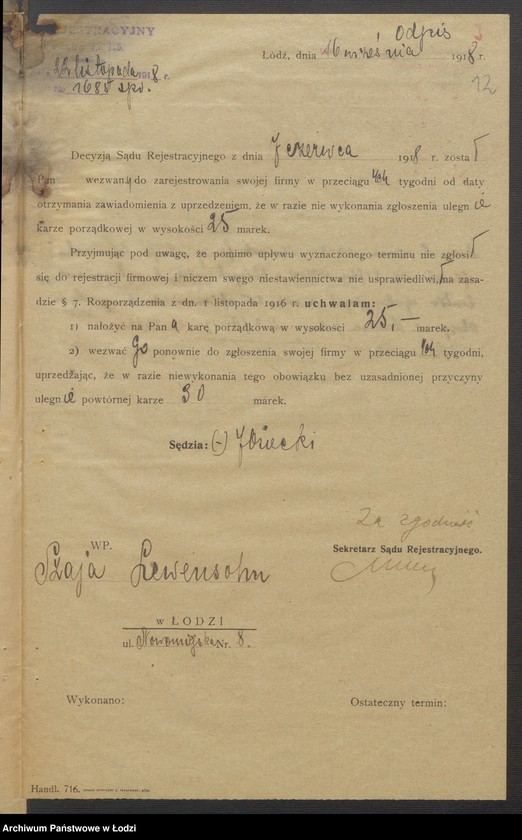 Obraz 14 z jednostki "Szaja Lewensohn, Dawid Merzel- skład skóry"